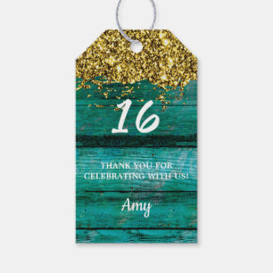 Turquoise Gold Glitzer Sparkle Girl Geschenkanhänger