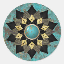Turquoise & Gold Lotus Blume Mandala Elegante
