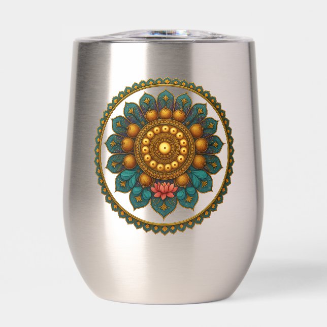 Turquoise Gold Lotus Mandala -Boho Fantasy Graphic (Avant)