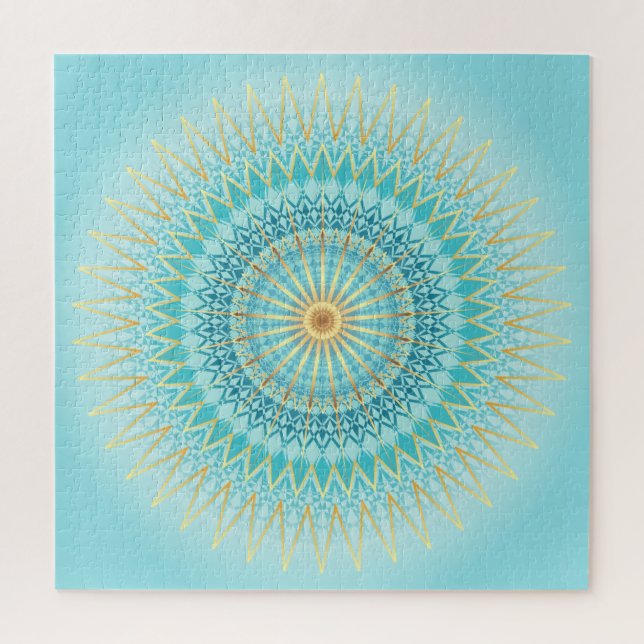 Turquoise Gold Mandala Geometrisches Muster (Vertikal)