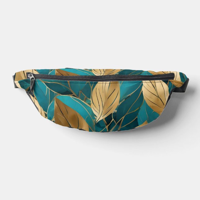 Turquoise Gold Modern Boho Blätter Collection Bauchtasche (Ablage )