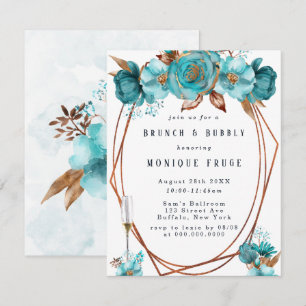 Turquoise Gold Peony Rahmen Brunch & Bubbly lädt e Einladung
