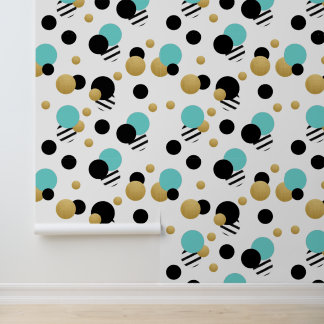Turquoise Gold Polka Dot Tapete
