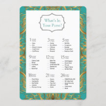Turquoise Gold Schnörkel Brautparty Game