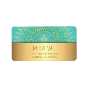 Turquoise Gold Turtle Animal Tribal Adressaufkleber