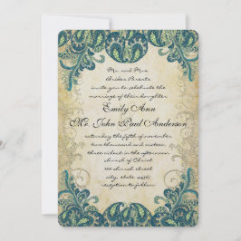Turquoise Gold Vert Peacock bleu invitation de mar