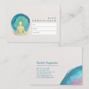 Turquoise Gold Watercolor YOGA Studio Certificat c