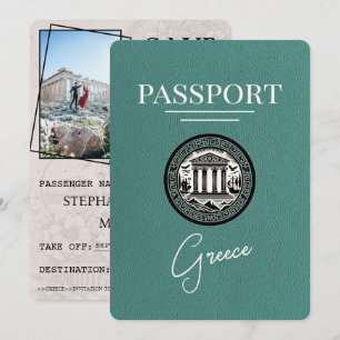 Turquoise Grèce Passeport Enregistrer la carte Dat