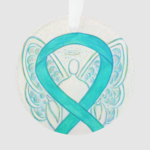 Turquoise Green Awareness Ribbon Angel Ornements