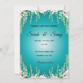 Turquoise Green Floral Wedding Invitation | Elegan Einladung