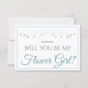 Turquoise & Grey Elegant Soyez Ma Carte Flower