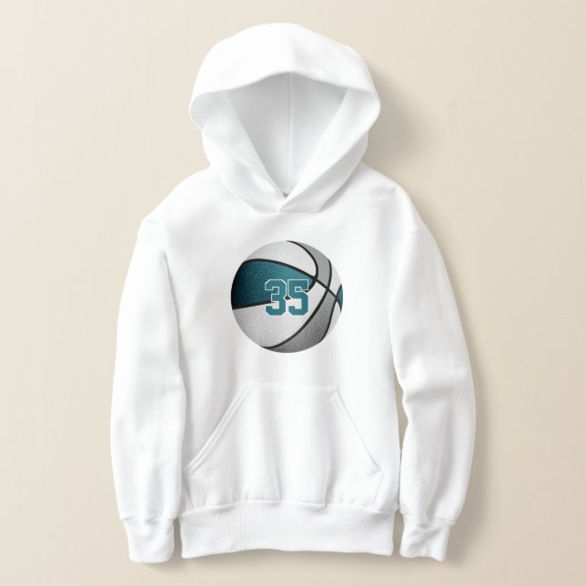 turquoise gris enfants jersey numéro de basket-bal (Poser)