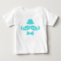 Turquoise Hat Mustache Lässig Baby Boy T - Shirt