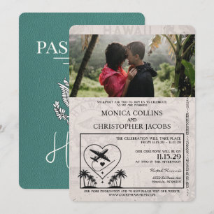 Turquoise Hawaii Passport Faire-part de mariage