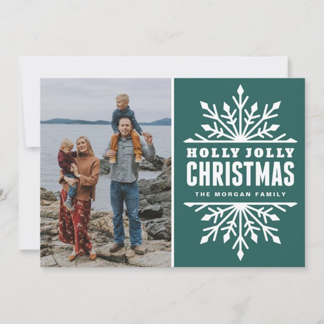 Turquoise Holly Jolly Christmas | Carte photo de v (Devant)