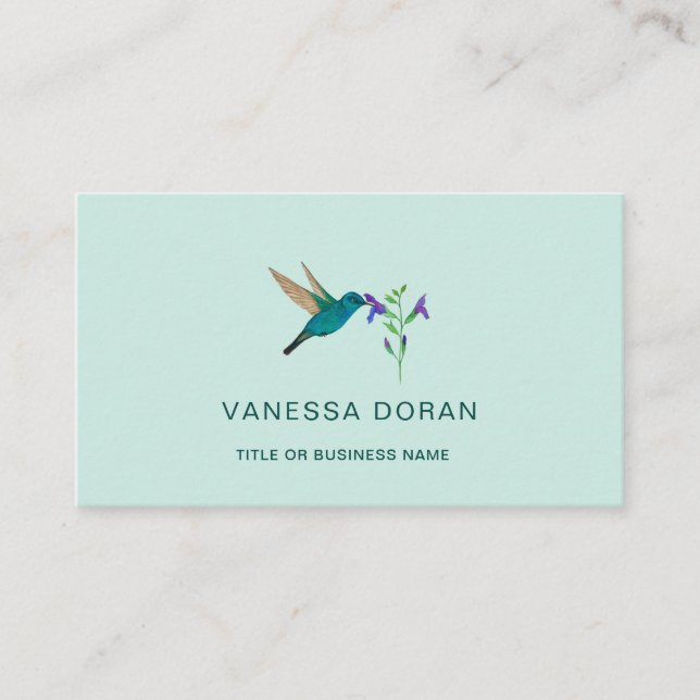 Turquoise Hummingbird Business Card Visitenkarte (Vorderseite)