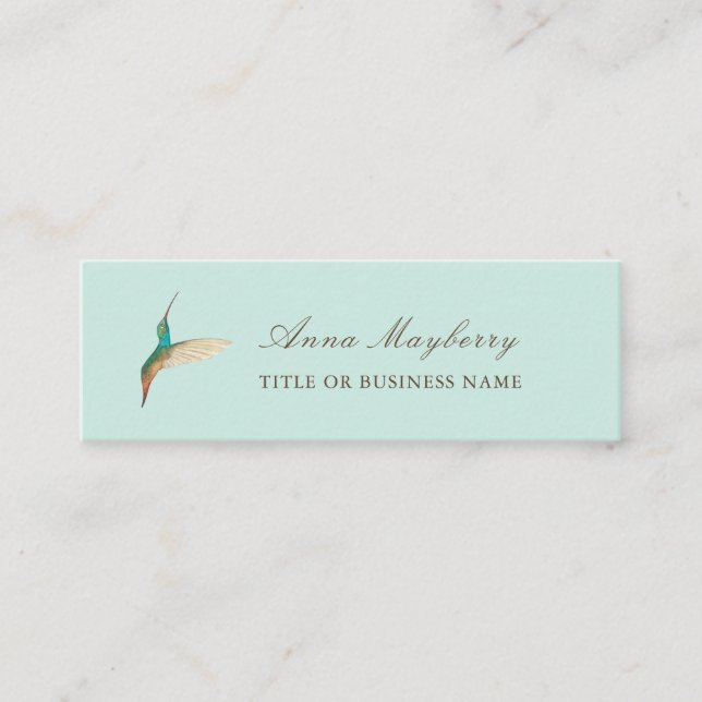 Turquoise Hummingbird Mini Business Card Mini Visitenkarte (Vorderseite)