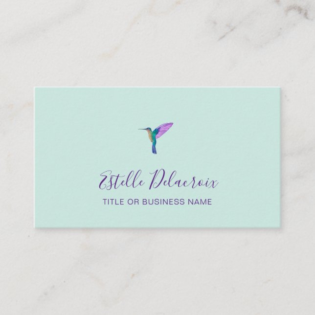 Turquoise Hummingbird Square Business Card Visitenkarte (Vorderseite)