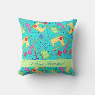 Turquoise I Love Coudre Coussin décoratif