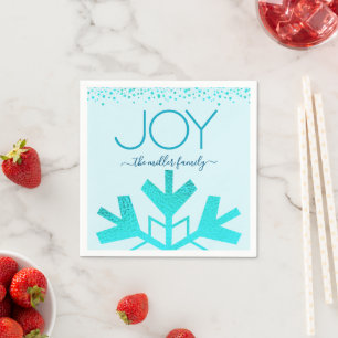Turquoise Joliday Snowflake Moderne Typografie Serviette