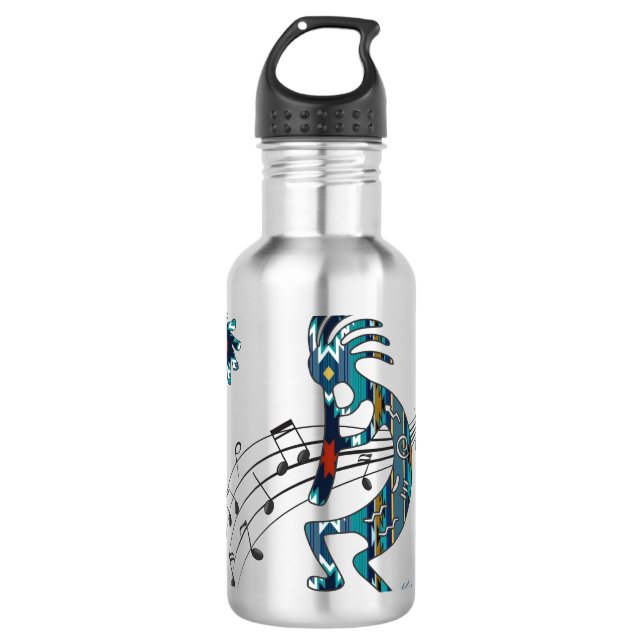 Turquoise Kokopelli Edelstahlflasche (Vorderseite)