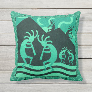Turquoise Kokopelli Kissen Für Draußen