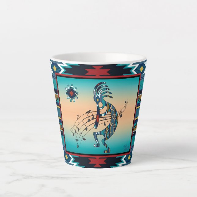 Turquoise Kokopelli Latte Mug (Devant)