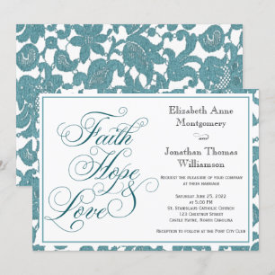Turquoise Lace Faith Hope & Love Faire-part de mar