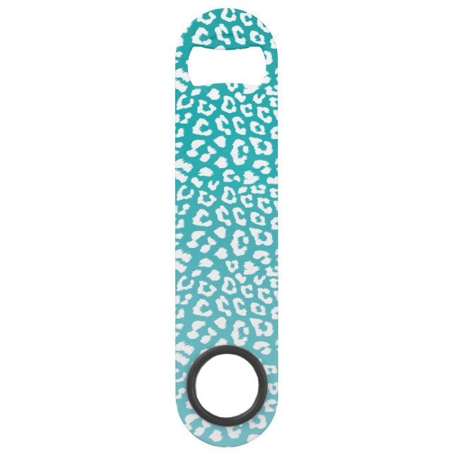 Turquoise Leopard Print Pattern Speed Flaschenöffner (Vorderseite)