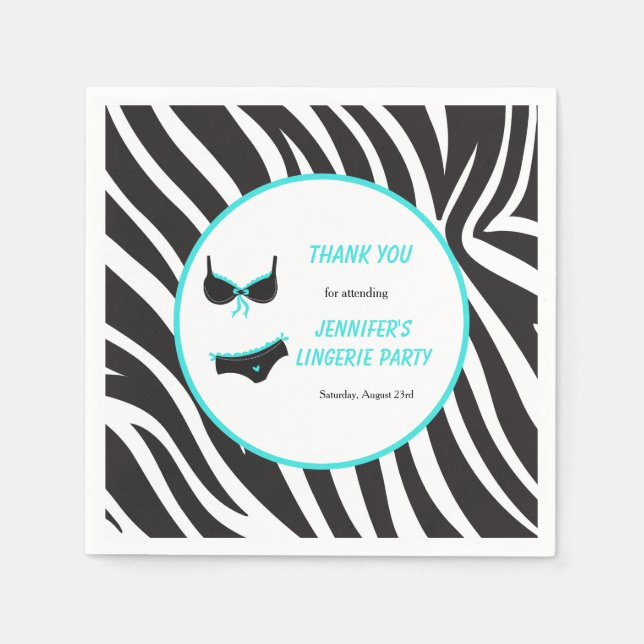 Turquoise Lingerie Party Vielen Dank Serviette (Vorderseite)