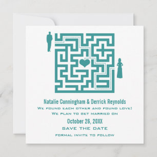 Turquoise Love Maze Enregistrer la date Invitation