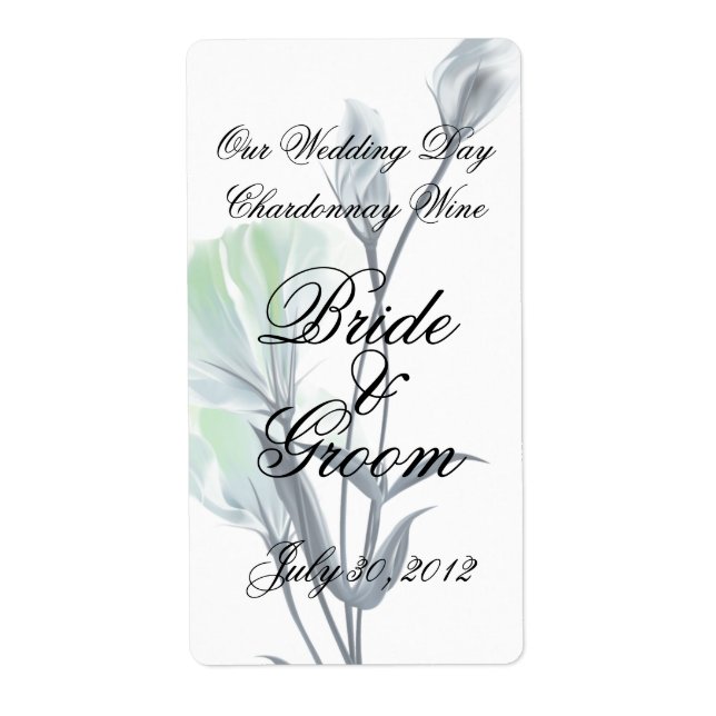 Turquoise Lune Fleur Mariage Vin Avery Étiquette (Devant)