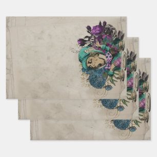 Turquoise Mad Hatter Alice im Wunderland Geschenkpapier Set