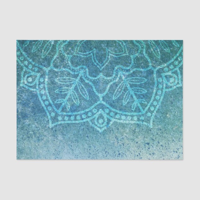 Turquoise Mandala Decoupage Seidenpapier (Vorderseite)