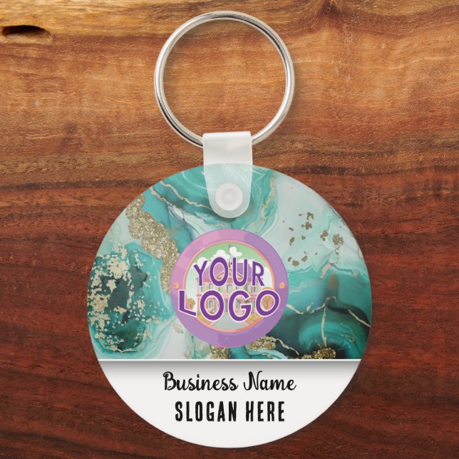 Turquoise Marble Branding Elegant Business Logo Schlüsselanhänger (Vorderseite)