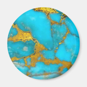 Turquoise Marble GOLD Glitzer - ADD Initialen Magnet