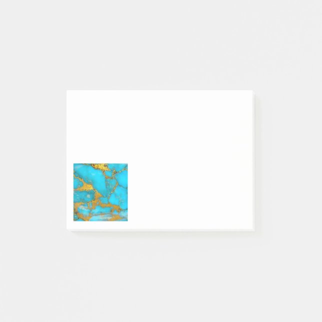 Turquoise Marble GOLD Glitzer - ADD Initialen Post-it Klebezettel (Vorderseite)