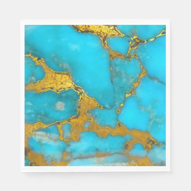 Turquoise Marble GOLD Glitzer - ADD Initialen Serviette (Vorderseite)