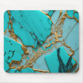 Turquoise Marble with Golden Veins Mousepad