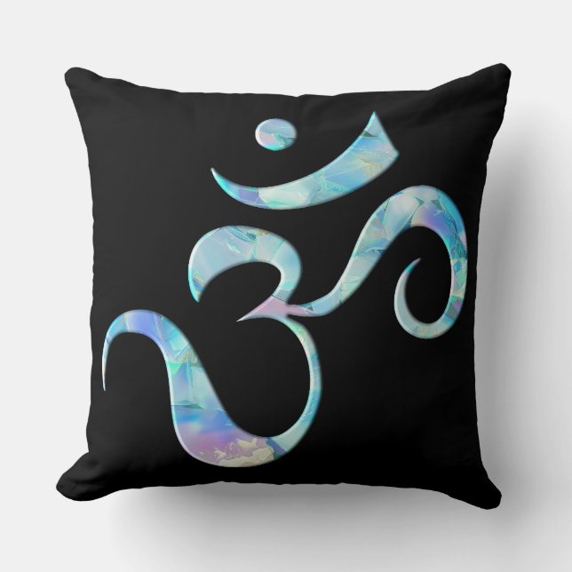 Turquoise Marbled Om Kissen (Vorderseite)