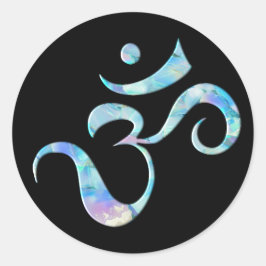 Turquoise Marbled Om Runder Aufkleber