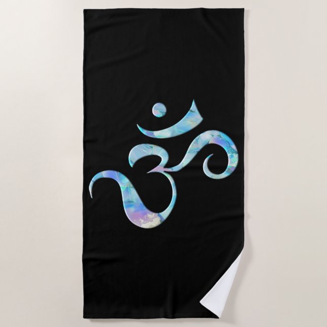 Turquoise Marbled Om Strandtuch (Vorderseite)