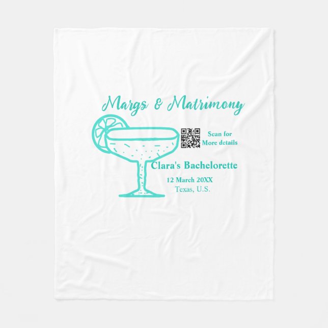 Turquoise Margs & Matrimone Junggeselinnen-Abschie Fleecedecke (Vorderseite)