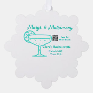 Turquoise Margs & Matrimone Junggeselinnen-Abschie Ornament Karte