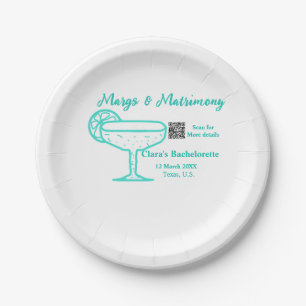 Turquoise Margs & Matrimone Junggeselinnen-Abschie Pappteller