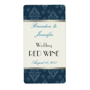 Turquoise Mariage damassé Mini Étiquettes du vin