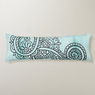 Turquoise Mehndi Motif Kissen