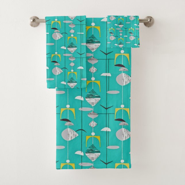 Turquoise milieu du siècle moderne Boomerang Abstr (En situation)