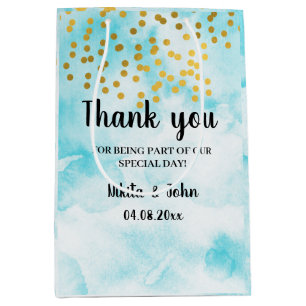 Turquoise minimale Kalligraphie danke für die Gabe Mittlere Geschenktüte