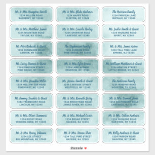 Turquoise Mint Aquarelle Script Étiquettes de adre